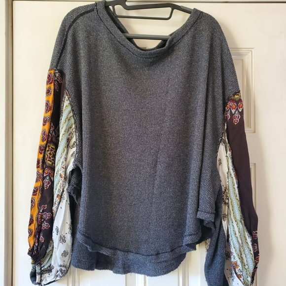 FREE PEOPLE Blossom Thermal Patchwork Sleeves Top - Picture 2 of 8